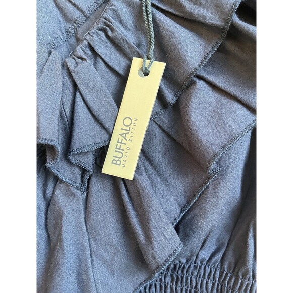 NWT Buffalo David Bitton Women's Ruffle Sleeveless Blouse Top Navy Size Small - Picture 8 of 8